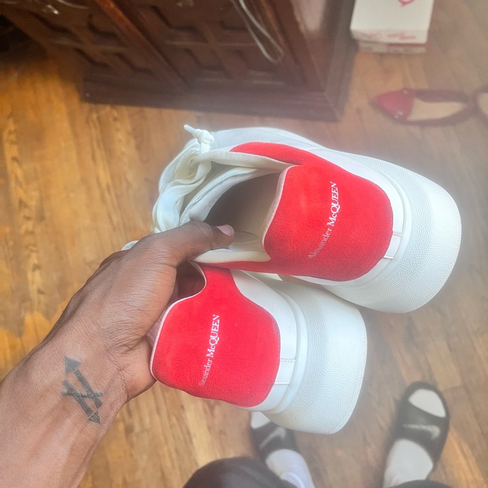 Alexander McQueen Red/White Designer Sneaker - Picture 3 of 5